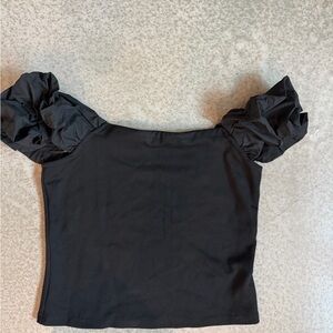 Astr Black Puff Sleeve Blouse